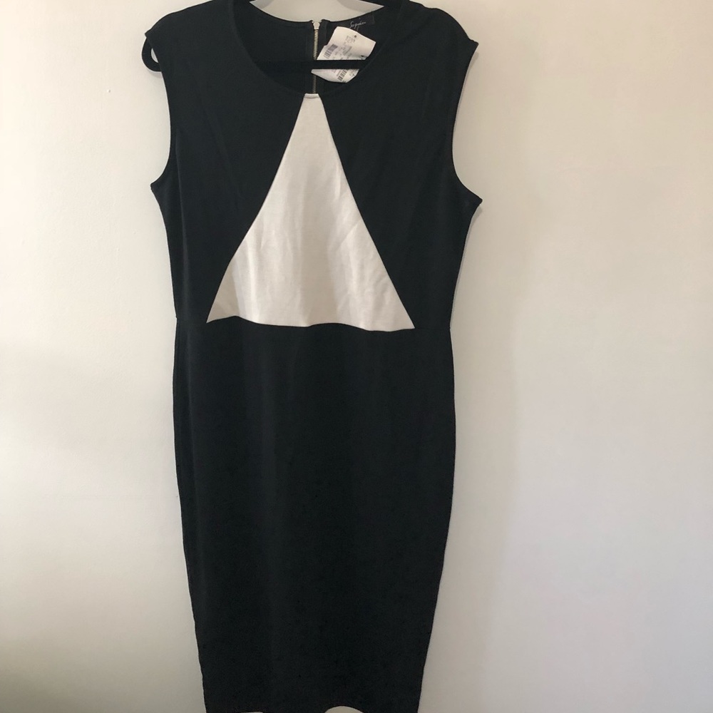 NWT black and white knee length dress 1x